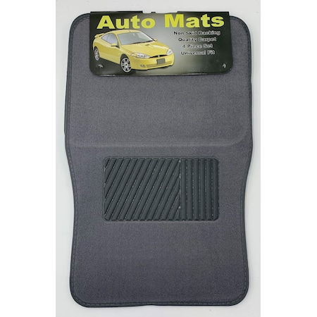 4 Pc. Carpet Mat Set W/ Heel Pad - Gray